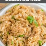 Closeup of a bowl of homemade Texas Roadhouse seasoned rice.