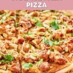 Homemade CPK Thai chicken pizza sliced.