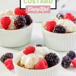 Homemade Brennan's oatmeal custard in white ramekins.