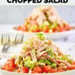 Homemade California Pizza Kitchen Italian chopped salad in a white bowl.