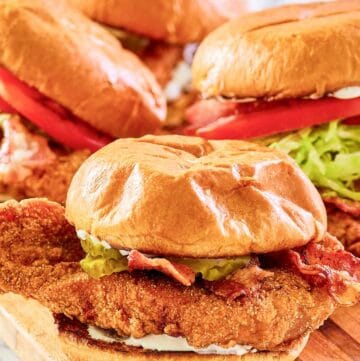 Copycat McDonald's bacon ranch McCrispy chicken sandwiches.