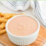 Homemade Raising Cane's sauce in a white bowl.