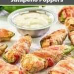 Buffalo chicken poppers and a small bowl of dipping sauce.