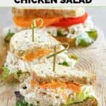 Sandwiches made with homemade Chicken Salad Chick Classic Carol chicken salad.