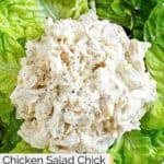 Closeup overhead view of homemade Chicken Salad Chick Classic Carol chicken salad.