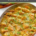 Pork chili verde in a large pan.