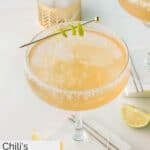 Homemade Chili's Presidente margarita with a twist of lime.