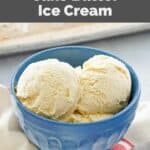 Copycat Cold Stone Creamery cake batter ice cream in a blue bowl.