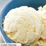 Closeup of homemade cake batter ice cream.