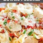 Closeup of homemade Johnny Carino's bowtie festival pasta.