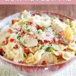 A bowl of homemade Johnny Carino's bowtie festival pasta.