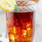 Closeup of a glass of homemade McDonald's sweet tea.