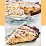 Ice cream mud pie on a plate and in a pie dish.