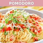 Homemade Olive Garden capellini pomodoro in a bowl.