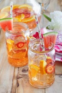 Copycat Olive Garden watermelon sangria in glasses.