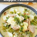 Homemade Olive Garden Zuppa Toscana in a black bowl.