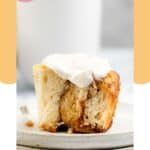 Overnight cinnamon roll on a plate.