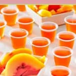 Peach jello shots and peach slices.