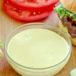 Homemade Smashburger smash sauce in a small glass bowl.