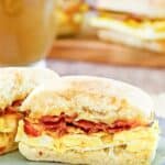 Copycat Starbucks bacon gouda breakfast sandwich on a plate.