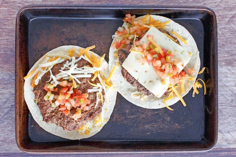 Making copycat Applebee's quesadilla burger.