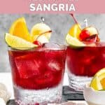 Two glasses of homemade Applebee's red apple sangria.
