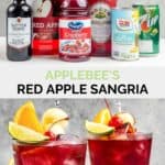 Copycat Applebee's red apple sangria ingredients and the finished drink.