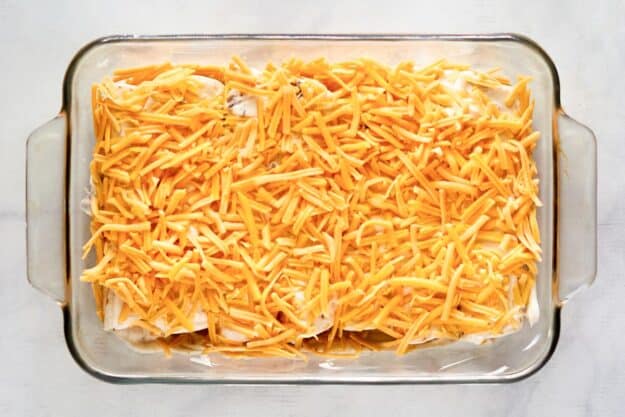 Burrito casserole before baking.