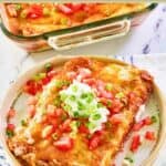 A serving of a burrito casserole on a plate.