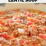 A bowl of copycat Carrabba's sausage and lentil soup.