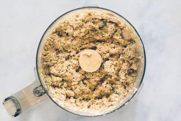 Copycat Chick Fil A chicken salad in a food processor.
