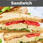 Homemade Chick Fil A chicken salad sandwich with tomato and lettuce.