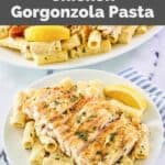 Homemade copycat Biltmore Estate chicken gorgonzola pasta on a plate.