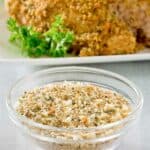 A small bowl of homemade Italian seasoned bread crumbs.