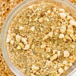 Overhead closeup view of homemade Italian seasoned bread crumbs.