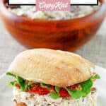 Homemade Newk's chicken salad sandwich on a plate.