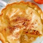 Overhead view of a double crust old fashioned apple pie.