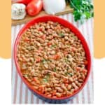 Homemade Pappasito's charro beans in a serving dish.