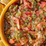 Closeup overhead view of copycat Pappasito's salsa.