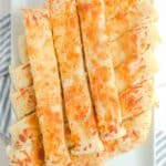 Copycat Pizza Hut cheese sticks on a platter.