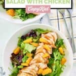 Overhead view of homemade TGI Friday's mandarin orange salad with chicken.