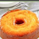 Bacardi rum cake with glaze.