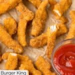 Homemade Burger King chicken fries on parchment paper.