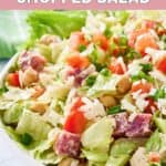 A bowl of homemade Cucina Cucina chopped salad.