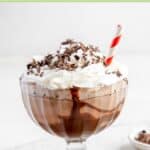 Frozen hot chocolate with a straw.