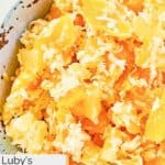 Homemade Luby's ambrosia salad in a bowl.