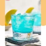 Homemade Olive Garden Blue Amalfi cocktail on a slate coaster.