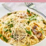 A bowl of homemade Olive Garden carbonara.