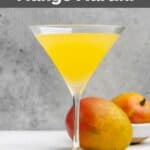 Homemade Olive Garden mango martini and two mangoes.