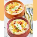 Two bowls of homemade Panera potato soup.